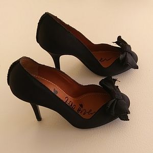 New LANVIN black bow heel pumps
